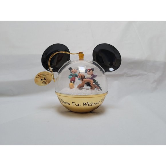 Mickey Mouse Snow Globe Ornament IT'S SNOW FUN WITHOUT YOU Bradford #A0169 COA - Picture 2 of 12